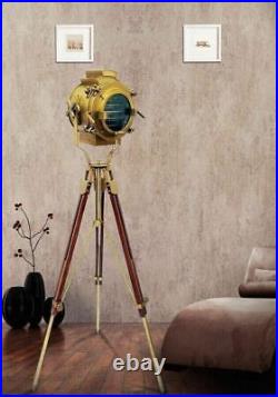 Nautical Spotlight Industrial Nautical Large With Tripod Vintage Theater Light