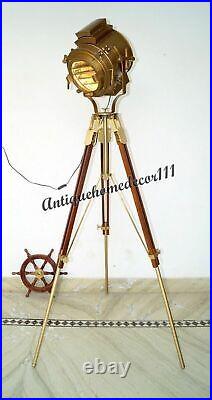 Nautical Spotlight Industrial Nautical Large With Tripod Vintage Theater Light