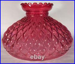New 10 Cranberry Glass Diamond Quilted Student Lamp Shade, Crimp Top #SH407