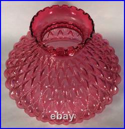New 10 Cranberry Glass Diamond Quilted Student Lamp Shade, Crimp Top #SH407