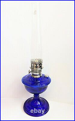 New Aladdin Cobalt Blue Alexandria Lamp with Nickel Burner Chimney Mantle