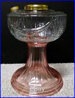 New Aladdin Mantle Lamp Company Clear & Pink Short Lincoln Drape FONT ONLY R028