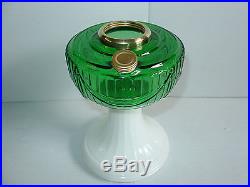 New Aladdin Mantle Lamp Company Green over Opal Short Lincoln Drape FONT ONLY