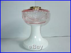 New Aladdin Mantle Lamp Company Pink over Opal Short Lincoln Drape FONT ONLY
