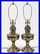 Newly Wired Electrified Pair of Aladdin Model 12 Brass Mantle Kerosene Oil Lamp