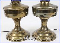 Newly Wired Electrified Pair of Aladdin Model 12 Brass Mantle Kerosene Oil Lamp