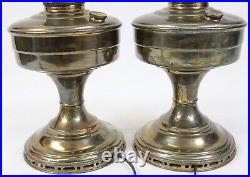 Newly Wired Electrified Pair of Aladdin Model 12 Brass Mantle Kerosene Oil Lamp