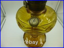 Nice Aladdin Amber Glass Washington Drape Oil Lamp / Model C Burner