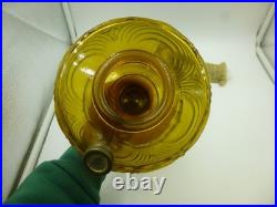 Nice Aladdin Amber Glass Washington Drape Oil Lamp / Model C Burner