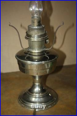 Nice Antique Aladdin Model 12 Electrified Oil Lamp WithMilk Glass Hobnail Shade