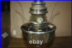 Nice Antique Aladdin Model 12 Electrified Oil Lamp WithMilk Glass Hobnail Shade