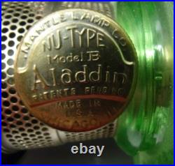 Nice Old ALADDIN Green Washington Drape Lamp Base-Fount-Font withNu-Type B Burner