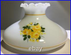 Nice Vintage Tam O Shanter Yellow Roses 10 Fitter Hurricane Glass Lamp Shade