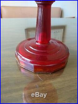 ORIGINAL 1941 Aladdin Ruby Red Lamp Tall Lincoln Drape Oil Lamp