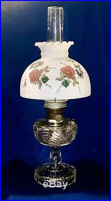 ORIGINAL 24 Aladdin Clear Washington Drape Model B Oil Lamp withHand Painted Shad
