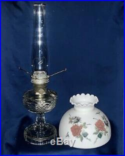 ORIGINAL 24 Aladdin Clear Washington Drape Model B Oil Lamp withHand Painted Shad