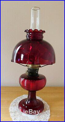 ORIGINAL ALADDIN RUBY RED GLASS BEEHIVE B-83 Table Lamp withORIGINAL RUBY SHADE