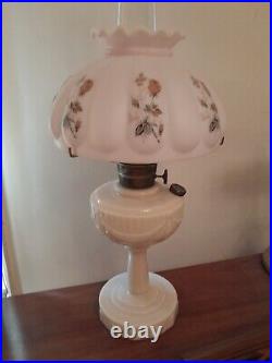 ORIGINAL PINK ALACITE TALL Lincoln Drape Aladdin Kerosene Lamp Complete withShade
