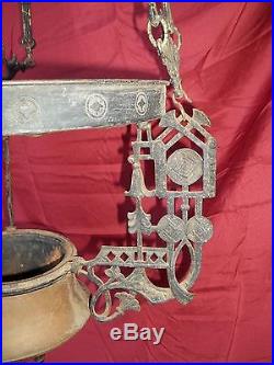 Oil Lamp Kerosene Hanging Font Holder Unreal Aladdin Antique Lighting