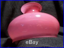 Oil Lamp Kerosene Student Lamp Shade Rasberry Pink Cased Glass Aladdin