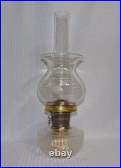 Old Aladdin CLEAR Lincoln Drape SHELF Oil Lamp with Fancy-Cut Clear Shade