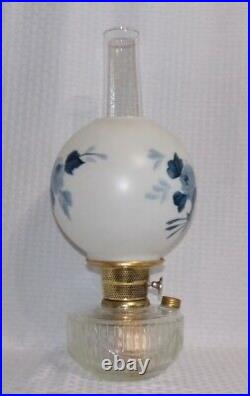 Old Aladdin CLEAR Lincoln Drape SHELF Oil Lamp with Hand Painted Ball Shade