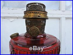 Old Original Aladdin Red Glass Lincoln Drape Oil/Kerosene Lamp, C. 1941, Model B