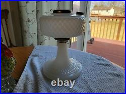 Old Original White Moonstone Quilt Aladdin Kerosene Oil Lamp No Burner Nice