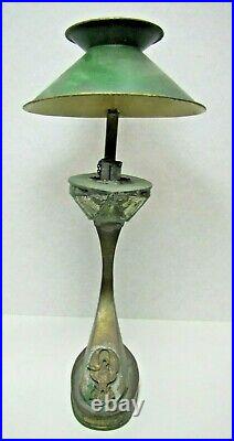 Old Swan Aladdin Style Oil Lamp Light Candlestick Brass Tin Tole Removable Shade