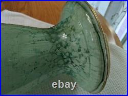 Old Variegated Art Deco Green Aladdin Oil Or Kerosene Vase Lamp Base Nice Look