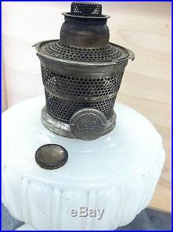 Old White Aladdin Oil or Kerosene Cathedral Nu Type Model B Lamp 1935