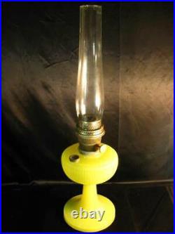 Original 1938 B-88 Aladdin Yellow Moonstone Vertique Lamp w B' Burner & Chimney