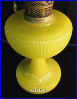 Original 1938 B-88 Aladdin Yellow Moonstone Vertique Lamp w B' Burner & Chimney