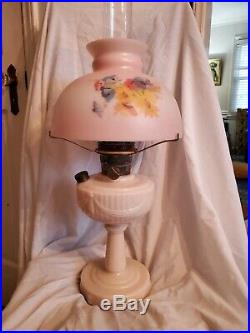 Original ALADDIN Lincoln Drape Pink Alacite Oil Lamp with Shade