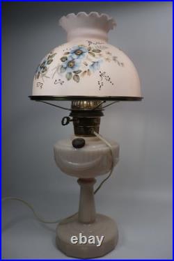 Original Aladdin B-75 Tall Lincoln Drape Alacite Lamp Pink Floral Shade 1940s