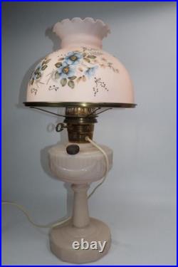 Original Aladdin B-75 Tall Lincoln Drape Alacite Lamp Pink Floral Shade 1940s