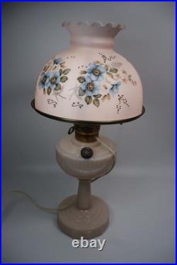 Original Aladdin B-75 Tall Lincoln Drape Alacite Lamp Pink Floral Shade 1940s