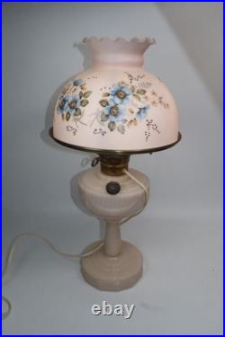 Original Aladdin B-75 Tall Lincoln Drape Alacite Lamp Pink Floral Shade 1940s