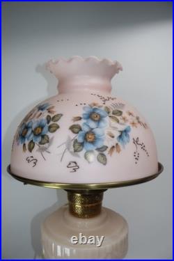 Original Aladdin B-75 Tall Lincoln Drape Alacite Lamp Pink Floral Shade 1940s