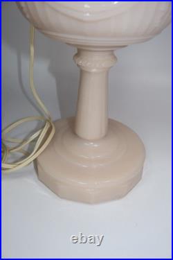Original Aladdin B-75 Tall Lincoln Drape Alacite Lamp Pink Floral Shade 1940s