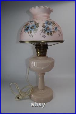 Original Aladdin B-75 Tall Lincoln Drape Alacite Lamp Pink Floral Shade 1940s