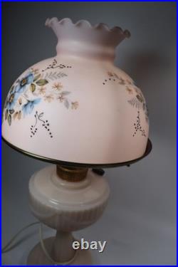 Original Aladdin B-75 Tall Lincoln Drape Alacite Lamp Pink Floral Shade 1940s