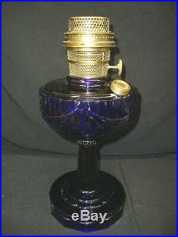 Original Aladdin Cobalt Blue Scallop Foot Kerosene Lamp, Excellent Condition