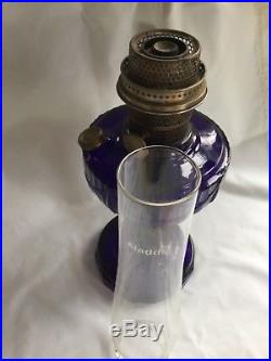 Original Aladdin Cobalt Blue Tall Lincoln Drape Oil Lamp B-76 ca. 1940-1949 Rare