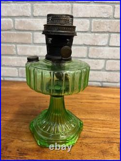 Original Aladdin Corinthian Green Glass Oil Lamp with NuType Model B Burner