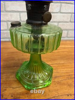 Original Aladdin Corinthian Green Glass Oil Lamp with NuType Model B Burner