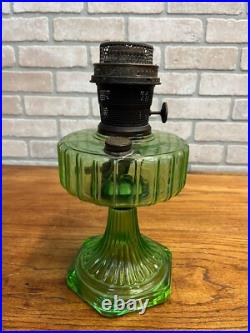 Original Aladdin Corinthian Green Glass Oil Lamp with NuType Model B Burner