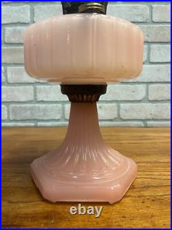 Original Aladdin Corinthian Pink Moonstone Oil Lamp with NuType Model B Burner