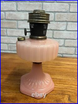 Original Aladdin Corinthian Pink Moonstone Oil Lamp with NuType Model B Burner