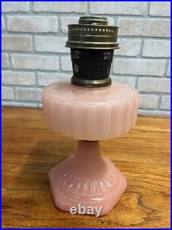 Original Aladdin Corinthian Pink Moonstone Oil Lamp with NuType Model B Burner
